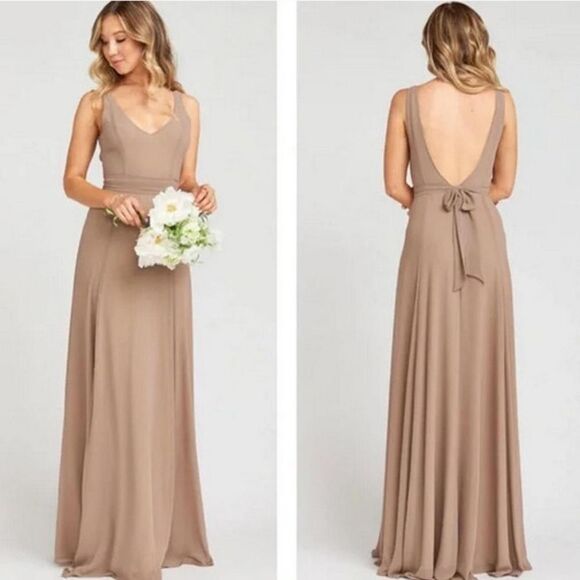 Show Me Your MuMu Dresses & Skirts - Show Me Your MuMu Jenn Maxi Dress Bridesmaid in Beige Sz M NWT